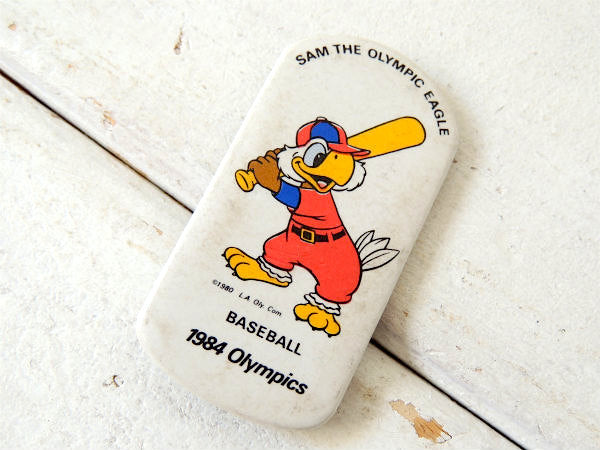 ロサンゼルス オリンピック 1984年 野球 ベースボール イーグルサム ヴィンテージ 缶バッジ キャラクター USA