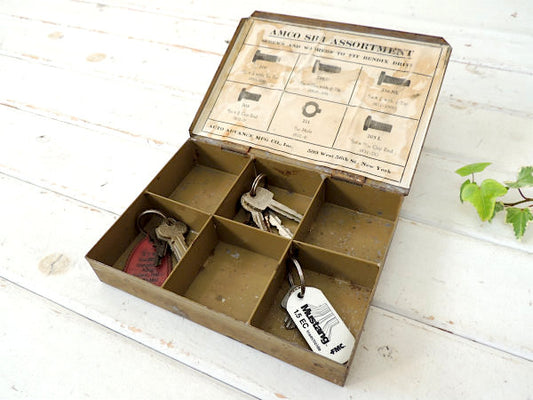 【AMCO・AUTO・NY】ブリキ製・仕切り付き・ヴィンテージ・部品ケース/工具ケース