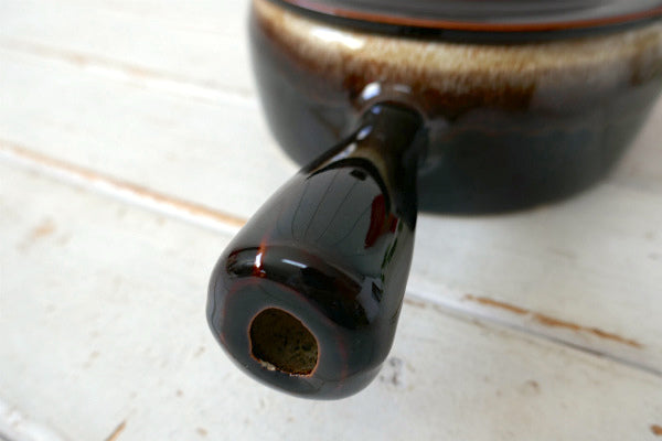 ストーンウェア ブラウン レトロ ヴィンテージ フレンチキャセロール スキレット 片手鍋 調理器具