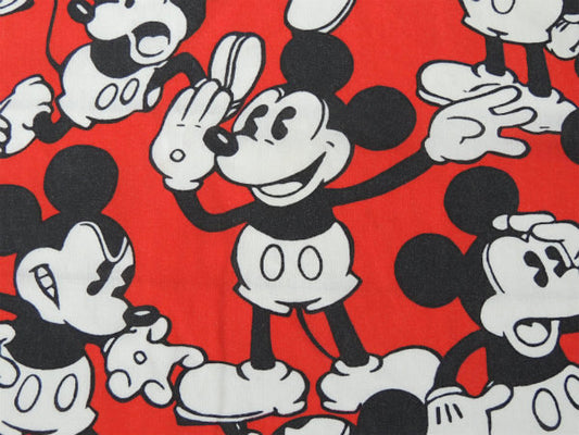 【ミッキーマウス総柄】ディズニー・カラフル・ヴィンテージ・ユーズドシーツ(1/2) USA
