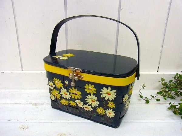 Caro-Nan】花柄・アンティーク・カロナンバスケット/カゴバッグ USA