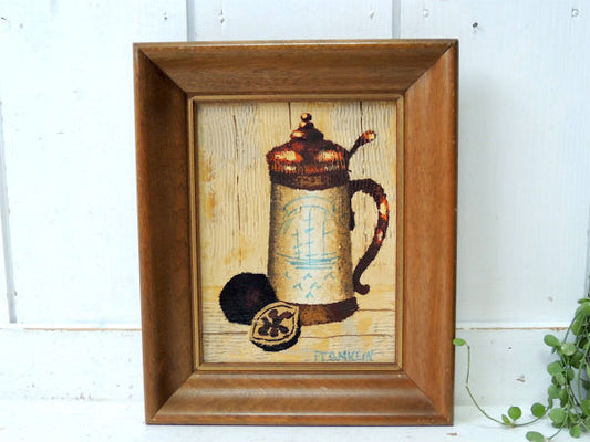 【FRANKLIN・フランクリン】直筆サイン入り・油絵・木製・額縁・木製フレーム