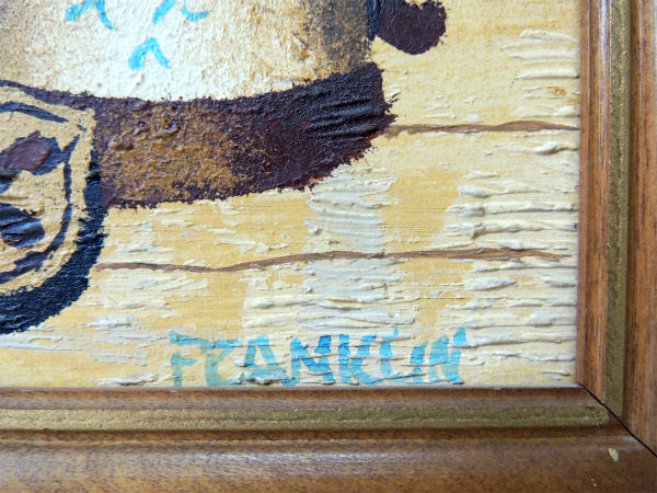 【FRANKLIN・フランクリン】直筆サイン入り・油絵・木製・額縁・木製フレーム