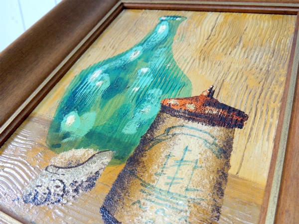 FRANKLIN・フランクリン US 花瓶&貝殻・直筆サイン入り・油絵・木製・額縁・木製フレーム