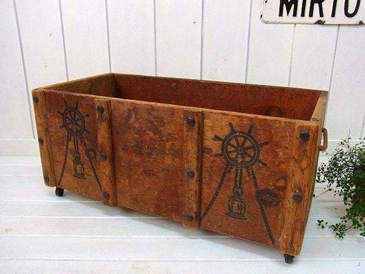 海賊の宝箱・木製アンティーク・ウッドボックス/木箱/おもちゃ箱 USA