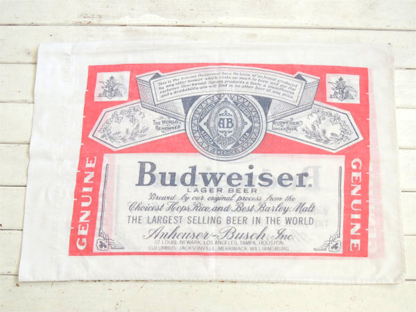 【Budweiser】バドワイザー・ビール・ヴィンテージ・ ピロケース・枕カバー・USA