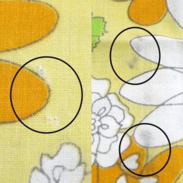 カラフル&レトロ イエロー 花柄 ヴィンテージ ファブリック 生地 シーツ リメイク生地 はぎれ