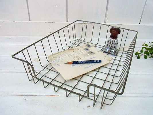 アンティーク・ワイヤー書類トレイ/書類入れ USA