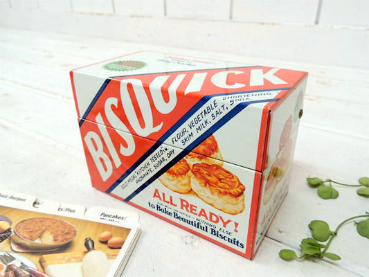 【BISQUICK】ビスクイック・たくさんのレシピカード付き・ヴィンテージ・レシピボックス/レシピ缶