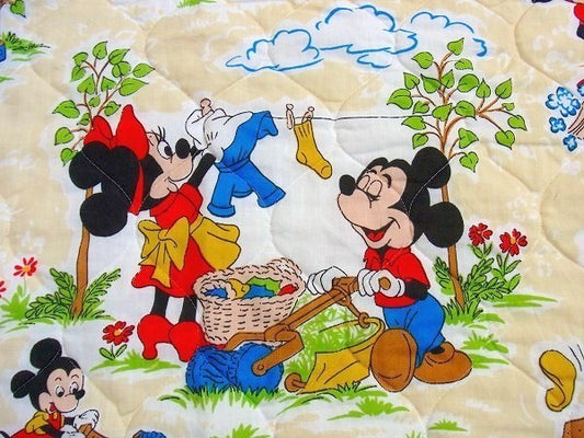 【ミッキー&フレンズ】レトロなミッキーのヴィンテージ・ベッドスプレッド/ベッドカバー USA
