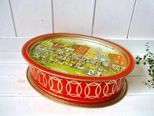 【Sunshine Biscuits】フォークアート・アンティーク・ティン缶/小物入れ USA