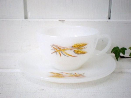 FireKing フィアヤーキング ウィート柄 WHEAT ヴィンテージ カップ&ソーサー 食器