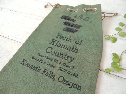 【Bank of Klamath】USA!オレゴン州・クラマス銀行・ヴィンテージ・コイン袋/布袋