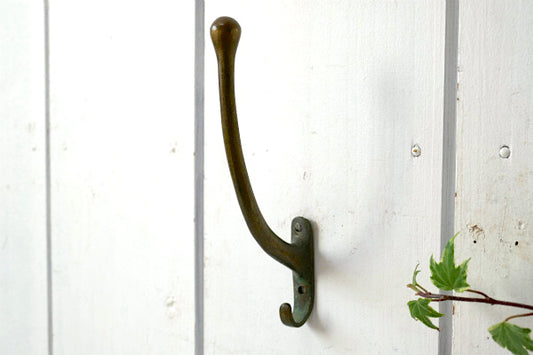 ヨット 船舶 アンティーク 真鍮製 フック 壁掛け ウォールフック OLD ダブルフック USA
