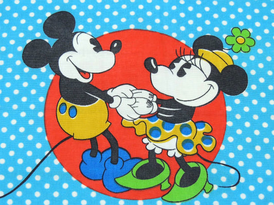 【ミッキー&フレンズ】 ディズニー・水玉&ダンス柄・ヴィンテージ・ベッドスプレッド・ベッドカバー