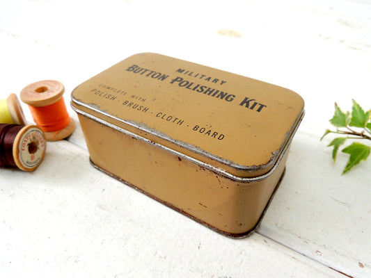 【1940y~BUTTON POLISHING KIT/ミリタリー】小さなアンティーク・ティン缶