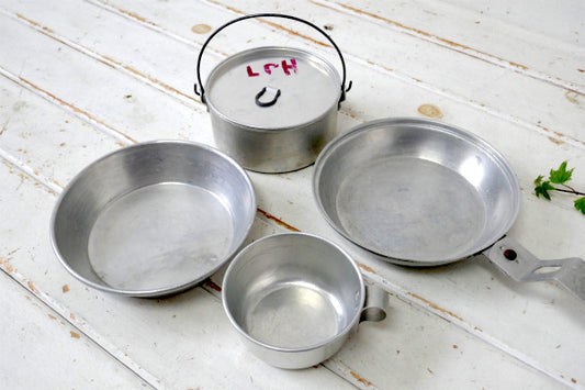 ボーイスカウト キャンプ道具 アルミ 50's ビンテージ メスキット クッカー フライパン 皿 鍋 カップ US