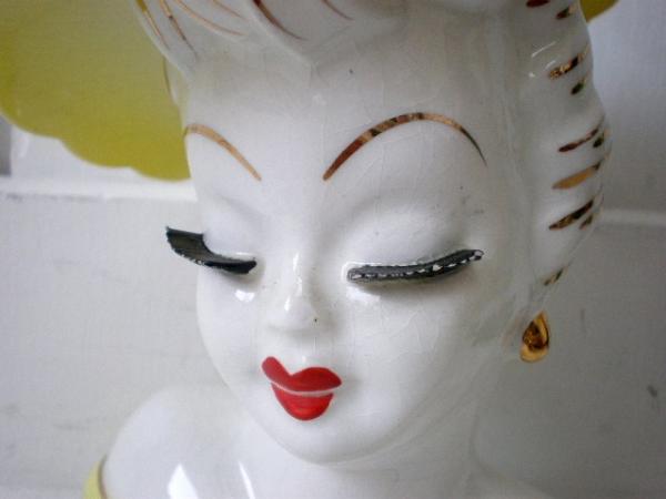 NAPCO JAPAN 里帰り品 人形 アンティーク ヘッドベース 陶器製 プランター オブジェ