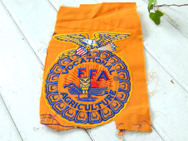 FFA エンブレム ② 青年組織・US・イーグル&ふくろう・ヴィンテージ・刺繍 ワッペン・リメイク用