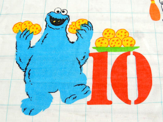 セサミストリートの仲間たち カラフル数字柄・ヴィンテージ・ユーズドシーツ(ボックスタイプ) USA