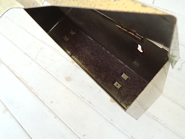 【ゴールド・新聞受け付き】横型・ヴィンテージ・メールボックス・郵便受け・ポスト・ミッドセンチュリー