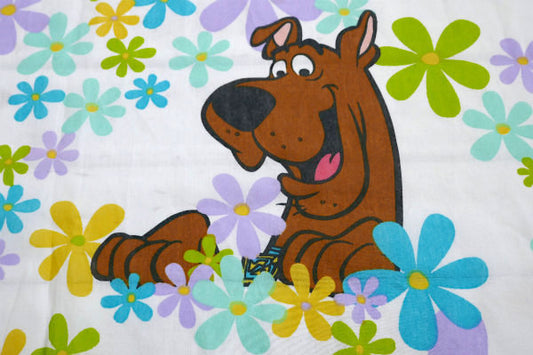 スクービードゥー クルッパー 犬 花柄 アニメ ヴィンテージ ユーズドシーツ(フラットタイプ)USA