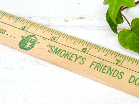 【スモーキーベア】クマ・ヴィンテージ・木製・ルーラー・定規・アドバタイジング・USA