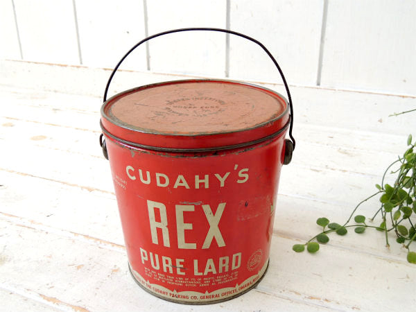 CUDAHY'S REX PURE LARD・ティン製・アンティーク・ラード缶・キッチン・USA