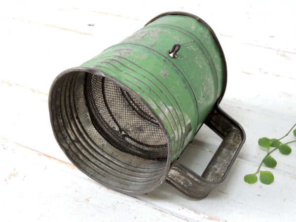 BROMWELL’S・BEE・ミントグリーン・オールド・アンティーク・シフター・粉ふるい・キッチン雑