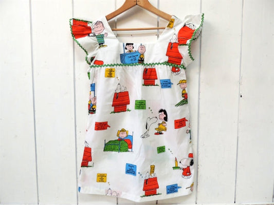 【スヌーピー】ピーナッツの仲間たち・ハピネス柄・ハンドメイド・フリル袖・ブラウス・チュニック・お洋服