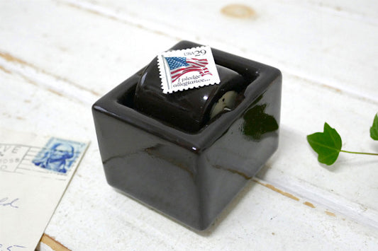 SENGBUSCH ブラウン 陶器製・アンティーク・スタンプモイスチャー 切手ぬらし(S) USA