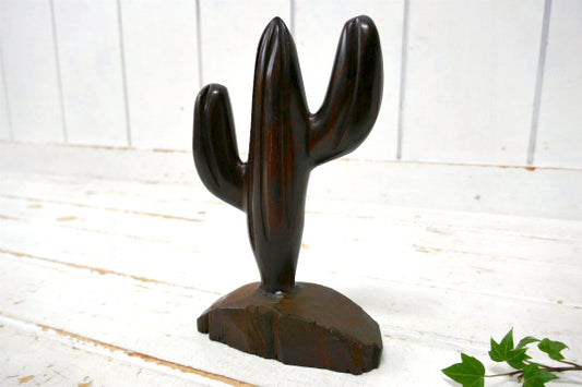【アリゾナ州】彫刻・木製・サボテン・ヴィンテージ・置物・オブジェ・インテリア・作品