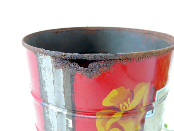 【フォルジャーズ・1959】赤色・ブリキ製・ヴィンテージ・コーヒー缶/ティン缶/USA/ジャンク