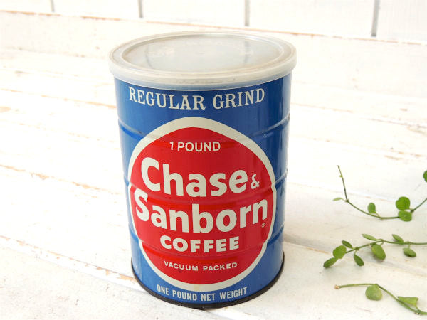 【Chase&Sanborn】NY・COFFEE・青色・ヴィンテージ・コーヒー缶/ティン缶/保存容器