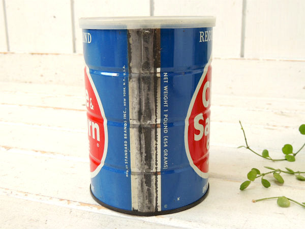 【Chase&Sanborn】NY・COFFEE・青色・ヴィンテージ・コーヒー缶/ティン缶/保存容器