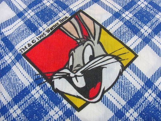 【ルーニーテューンズ】斜めチェック柄・ヴィンテージ・ユーズドシーツ(フラットシーツ) USA