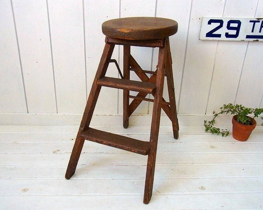 木製・アンティーク・OLD・ステップラダー/脚立 USA