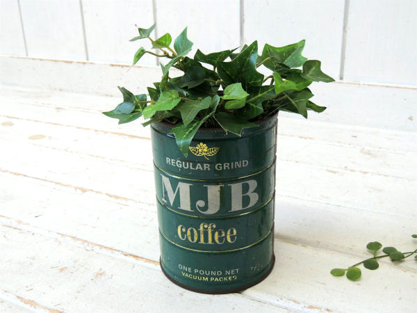 【MJB】ブリキ製・COFFEE・ヴィンテージ・コーヒー缶・ガーデニング USA