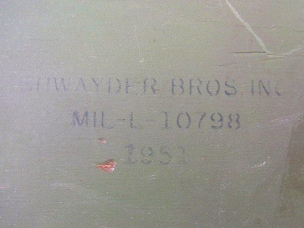 【SHWAYDER BROS】U.S.文字・カーキ色・大きな木製・アンティーク・トランク USA