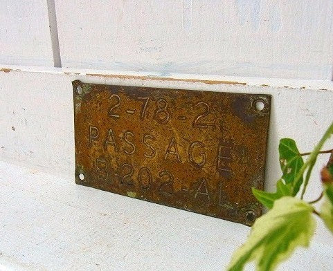 【PASSAGE】アメリカ海軍・真鍮製・40’sアンティーク・船内プレート/標示プレート