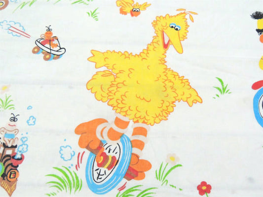 【セサミストリートの仲間たち】乗り物柄・ヴィンテージ・ユーズドシーツ(ボックスタイプ)