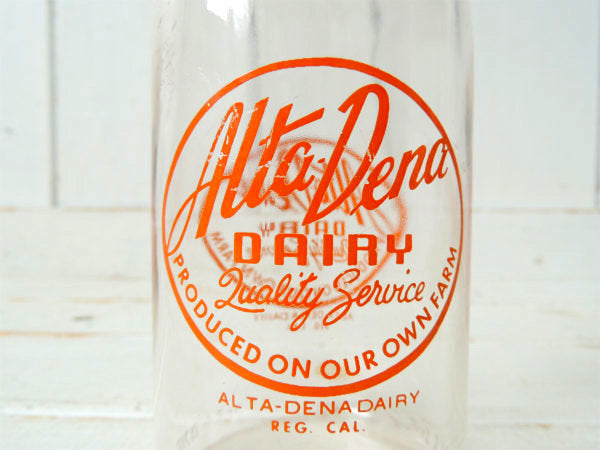 【Alta Dena】ガラス製・50's・ヴィンテージ・ミルクボトル・牛乳瓶・ガラスボトル USA