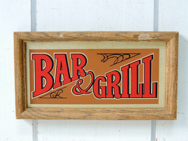 【BAR&GRILL】フレーム入り・ヴィンテージ・BARサイン・ウォールデコ・サイン・店内装飾・看板