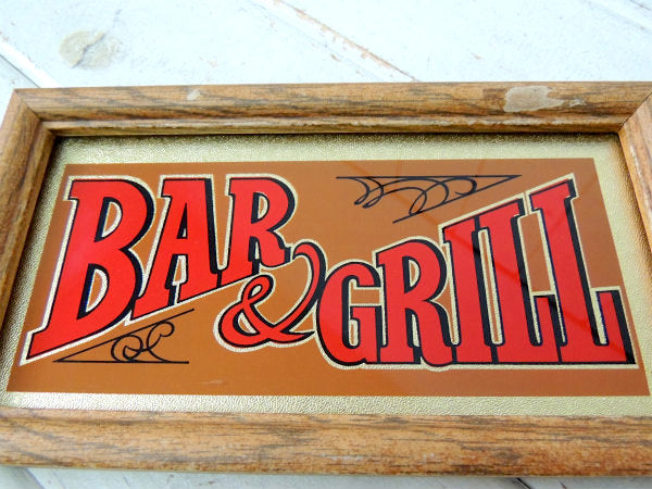 【BAR&GRILL】フレーム入り・ヴィンテージ・BARサイン・ウォールデコ・サイン・店内装飾・看板