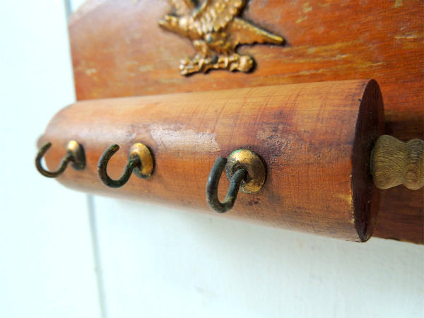 【イーグルモチーフ】木製・ヴィンテージ・キーフック・鍵フック・壁飾り・インテリア・key