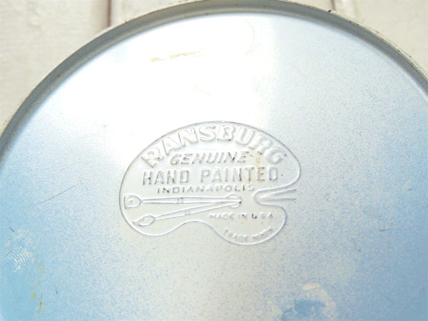 【ランズバーグ社】パウダーブルー・ハンドペイント・花柄・アンティーク・キャニスター缶・小物入れ