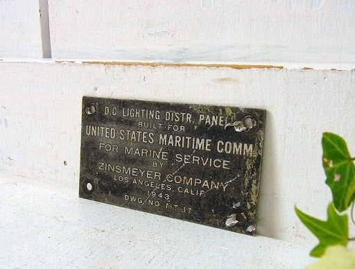 【米国海事委員会】1943年の小さなアンティーク・サイン/船内プレート USA