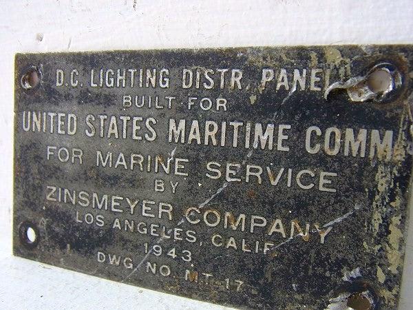 【米国海事委員会】1943年の小さなアンティーク・サイン/船内プレート USA