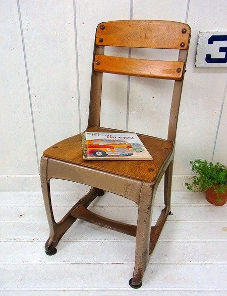 【AMERICAN SEATING】木製×スチール製・アンティーク・スクールチェア/子供イス USA