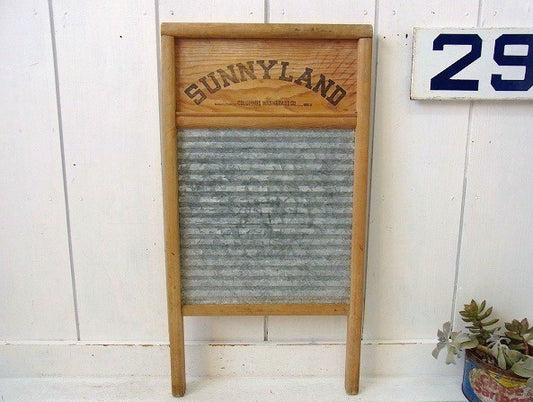 【SUNNYLAND】木製×ブリキ製・ヴィンテージ・ウォッシュボード/洗濯板 USA